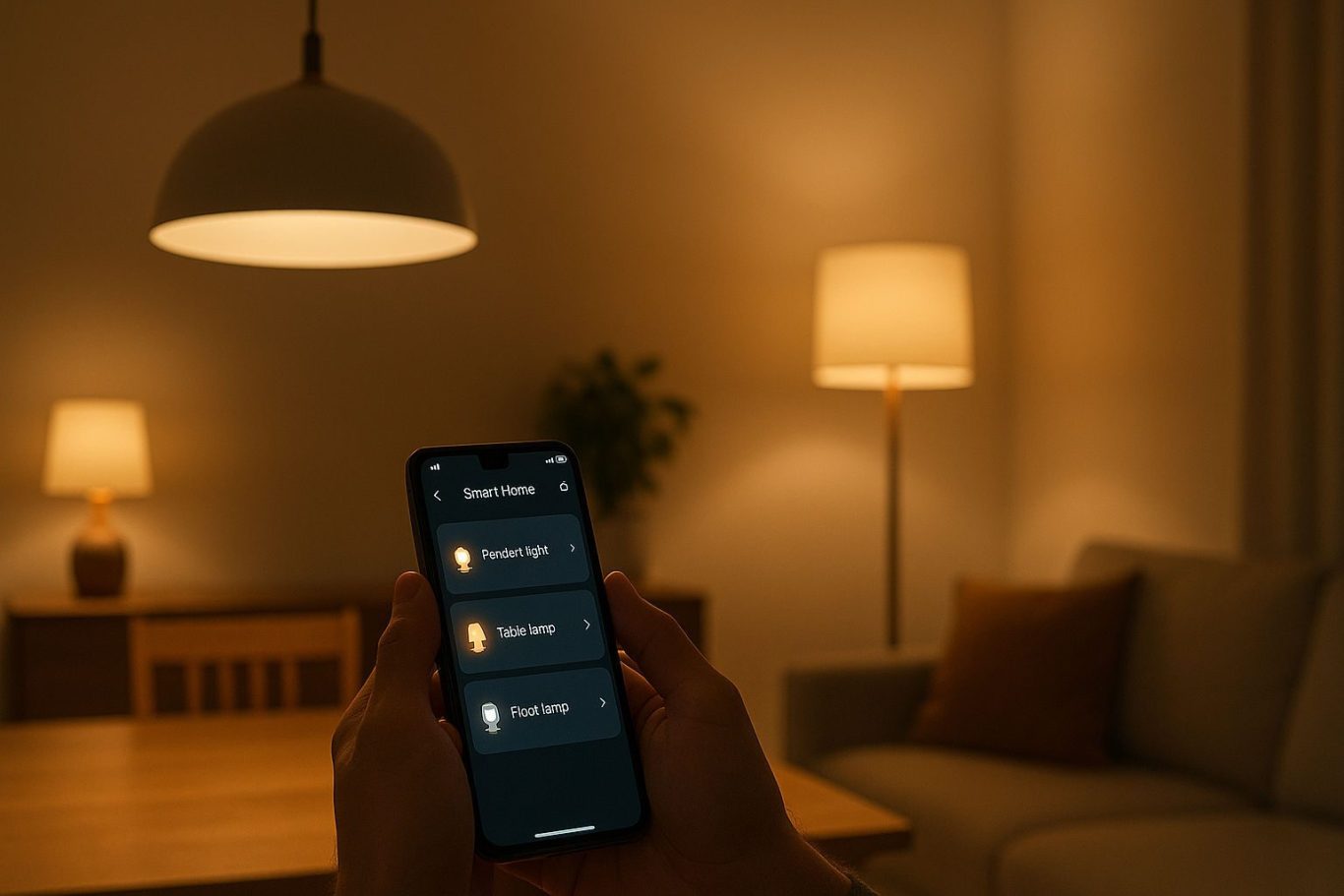 Aus jeder Lampe eine intelligente Lampe – einfach erklärt im DELiver-light Ratgeber Wohnzimmer mit smarten LED-Leuchten und Smartphone-Steuerung – zeigt, wie jede Lampe intelligent wird