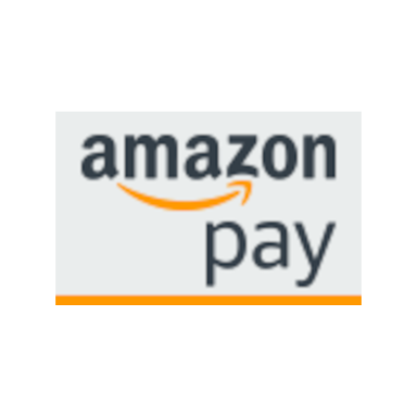 Logo von Amazon Pay mit orangefarbener Linie und typischer Schrift.