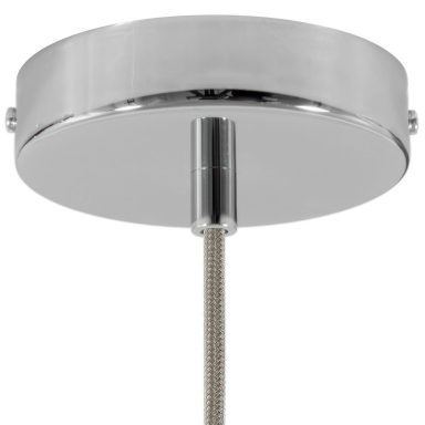 Runder Lampenbaldachin aus Metall in Chrom mit Textilkabel für Pendel- und Designerleuchten