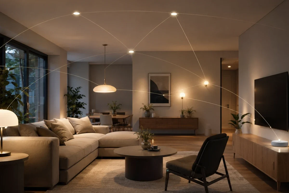 Zigbee Bridge verbindet mehrere intelligente LED-Leuchten und Smart-Home-Geräte in einem drahtlosen Mesh-Netzwerk