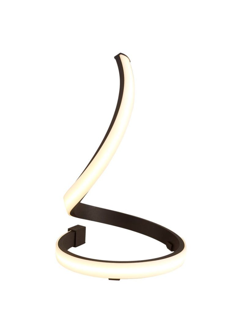Elegante Tischlampe mit geschwungenem Design und integrierter LED-Beleuchtung.
