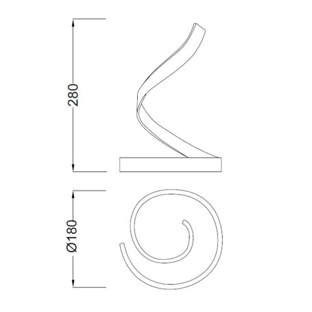 Abbildung eines skulpturalen Designs mit gewundenem Element und rechteckiger Basis.