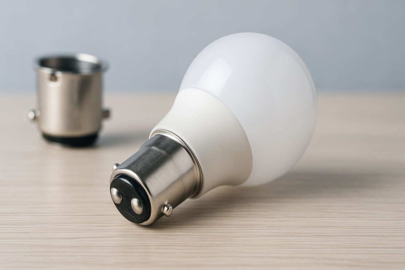 LED-Lampe mit Bajonettsockel – zeigt die typischen seitlichen Stifte des Bajonettverschlusses