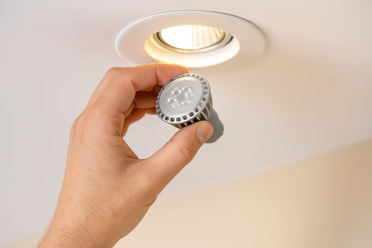 LED-Leuchtmittel, Zubehör und Smart-Home-Teile auf hellem Tisch – Shop-Einstieg für Sortiment